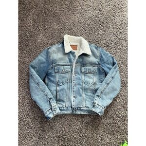 Sandro Paris Denim Jean Fur Collar Jacket Size M